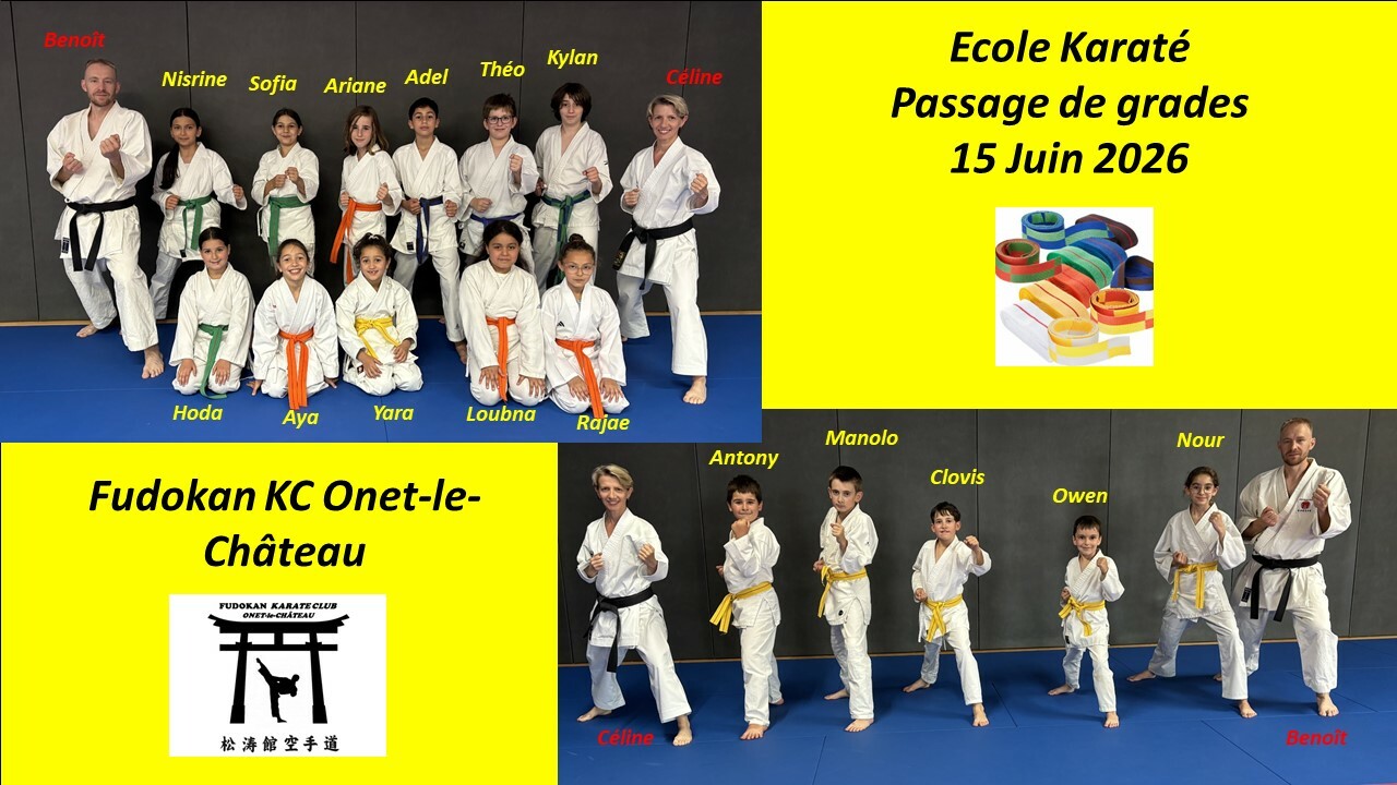 Passages de grades à l'Ecole de Karaté 15/06/26