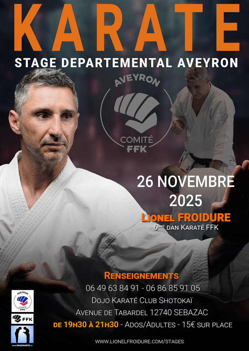 Stage Départemental Karaté dirigé par Lionel FROIDURE CN6  le 26/11/2025