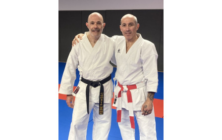 Frédéric ARCHIMBEAUD CN6ème dan avec son Uke Christophe MACE CN2ème dan le 15/12/2023 à Cestelnau-le-Lez