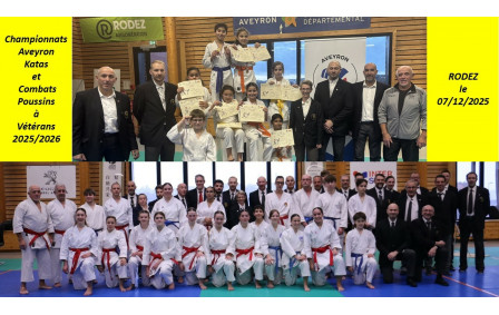 Championnats Aveyron Katas et Combats Poussins à Vétérans 2025/2026 -RODEZ le 07/12/2025