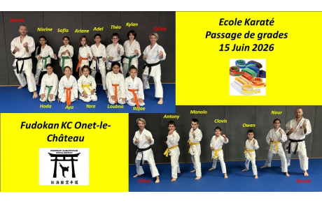 Passages de grades à l'Ecole de Karaté 15/06/26
