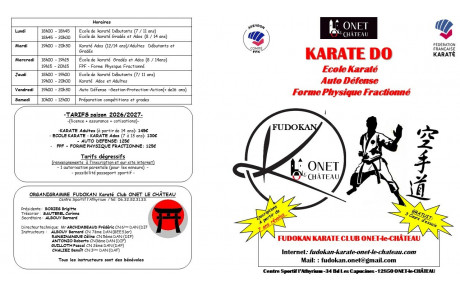 Plaquette informations Fudokan KC Onet-lr-Château